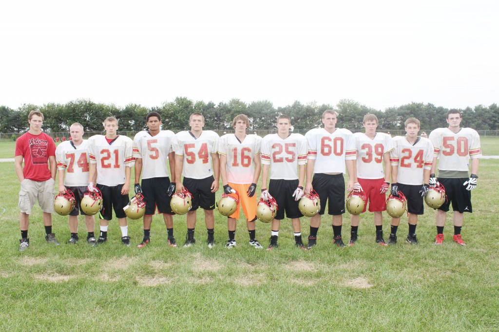 Photo by Keith Stewart Pictured are the Arthur/Lovington-Atwood-Hammond football team’s returning varsity lettermen, from left to right: Jesse Ruff, Drake Nelson, Tyler Schuring, Jordan Feagin, Logan West, Cody Sebens, Steven Wright, Colton Yeakley, Mitchell Helton, Curtis Plank, and Dylan Black.