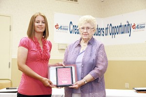 Submitted C.E.F.S. Economic Opportunity Corporation’s Board Chairperson, Jean Finley (Right) presents Community Service Excellence Award to Tanya Chappal (Left) for the Sullivan Post Office Employee sat the recent 48th Annual Board of Directors meeting.