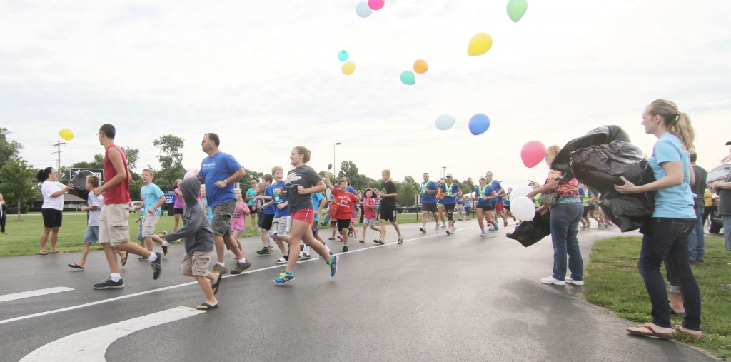 At the start, runners were greeted with crowds, balloons, and a spirited sendoff before heading west out of Mattoon the morning of August 2 en route to the Peoria St. Jude Children's Research Hospital.