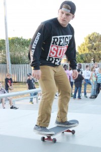 Photo by Darian Hays Lovington native Daniel Ledbetter was one of the first to give the new skatepark a go Monday.