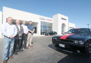 Photo by Keith Stewart The Jackson Family of Dealerships recently completed renovations to the Sullivan location, including the addition of a new showroom. Pictured from left to right are owner Mark Jackson,  Jeff Parkison, Zack Bryan, and Drew Danalewich.