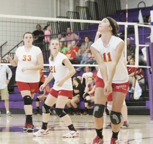 Photo by Keith Stewart Brooke Tabb goes deep in the court to meet the volley during Saturday’s tournament championship against Tri-County. 