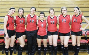 Photo by Keith Stewart Sullivan celebrated senior night last Thursday. Pictured, left to right, are: Maggie Plank, Tori Floyd, Christina Brown, Karley Hamm, Haylie Payton, Alex Love, and Nicola Grohler.