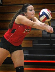 Tori Floyd connects with the volley last Thursday.