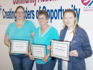 Submitted The C.E.F.S. Head Start 0-5 Program Policy Council recently recognized three volunteers who completed their three year terms of service on the council. Pictured (L-R): Stacey Rubsam of Effingham, Ethel Wagner of Shelbyville and Michelle Nolan of Sullivan.