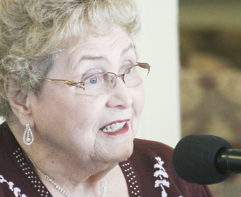 Photo by Keith Stewart Lucille Fultz recites her first place poem “Courtyard Baby” Friday.