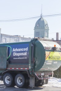 Photo by Keith Stewart An Advanced Disposal garbage truck is seen in the parking lot of McDonald’s Tuesday afternoon in Sullivan.