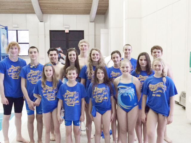 Submitted Winter Regionals Pictured is the Sullivan Blue Dolphins team that went onto the Springfield winter regional championships hosted by the Academy Bullets. Finishing with either eighth place or better: Natalie Drury: first-100 back; second-50 back & 100 IM; sixth-50 fly; seventh-200 back & 100 breast; eighth-50 free & 100 free. Charlie Goss: first 50 free, 100 breast, 200 back, 100 back, 200 breast, & 200 IM; second-100 fly & 100 free. Bryce King: fourth-100 fly & 100 back; eighth-400 IM. Grant King:first- 200 fly & 100 back; second-200 back; fifth-100 fly & 400 IM; sixth-200 IM. Dalace Ray: fifth-100 breast. Connor Russell: second-200 fly; seventh-100 fly & 400 IM. Dylan Sanders: second-200 fly; fifth-500 free; sixth-100 fly. Brynna Sentel: second-500 free, 100 free, & 200 IM; third-200 free; sixth-100 fly. Gabrielle Spain: second-200 free; third-100 fly & 50 fly; fourth-100 IM; fifth-500 free; sixth-100 back;eighth-100 breast. Pictured front row: Gabrielle Spain, Noah Spain, Sophia Nuzzo, Mackenzie Erixon, and Calista Clark. Back row:Connor Russell, Dylan Sanders, Bryce King, Brynna Sentel, Dalace Ray, McKenna Kull, Natalie Drury, Jessica Renfro, Charlie Goss, and Grant King. Not pictured is Madison Fox, Anna Wooters, and Lauren Russell.  In all, 18 swimmers qualified to compete in the Springfield regional. Goss, Spain, Sentel, and both Grant and Bryce King advanced to the State Age Group meet held March 13-16. Full results from the Springfield winter regional may be viewed at www.results.teamunify.com/ilabsc.