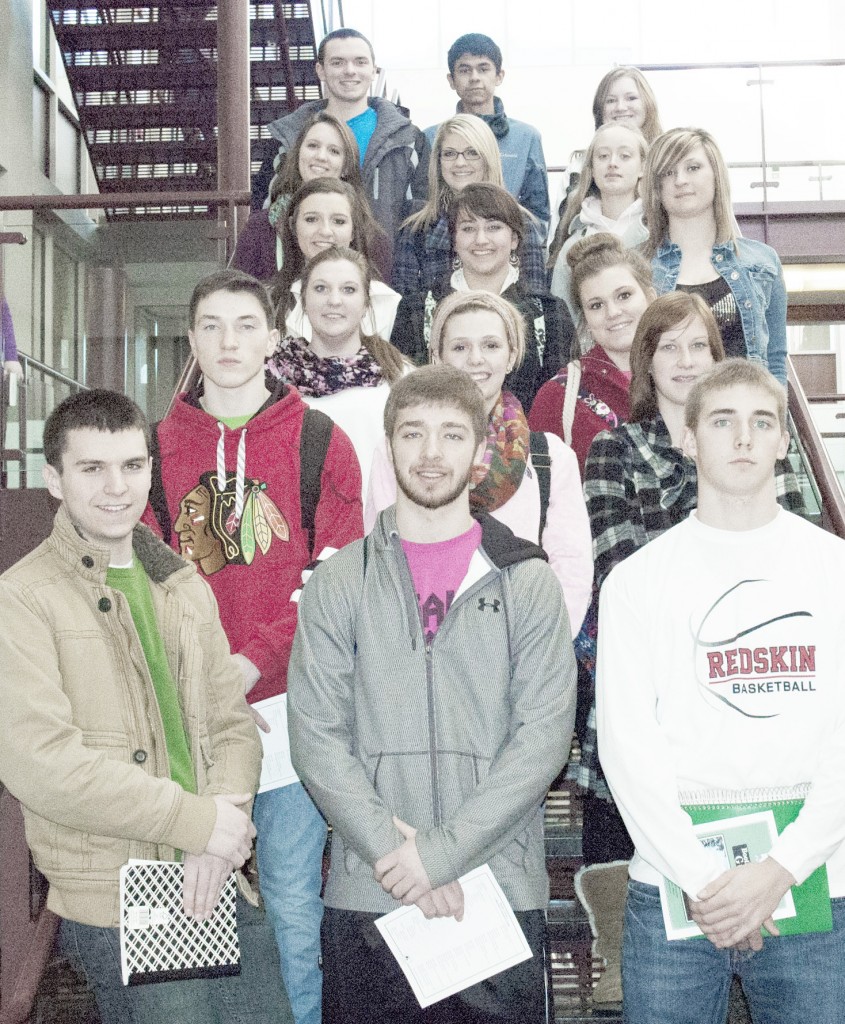 Submitted Visiting Booth Students from Sullivan High School visited Booth Library on the campus of Eastern Illinois University recently. The students who were conducting research for argumentative papers on social issues took a tour of the library and were given a demonstration on finding resources both on the bookshelves and through the library’s online database. Pictured, front row from left to right: Noah Workman, Walker Byers, and Travis Hanson. Second row: Adam Davis, Macy Cornwell, and Hailey Moyer. Third row: Liz Inman and Alex Love. Fourth row: Baylee Cohan, Tori Floyd, and Kathy Albin. Fifth row: Christina Brown, Gaby Uphoff, and Rachel Stutzman. Back row: Patrick Hogan, Jesse Parra, and Alex Davison