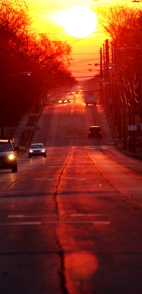 Photo by RR Best Spring Equinox Last Thursday may have marked the official start to spring according to our calendars, but  temperatures, so far, would suggest otherwise. Nonetheless, the cold temps didn’t stop our  publisher and chief photographer Robert Best from grabbing this Vernal (spring) Equinox sunrise, which  coincidentally enough lines up with Jackson Avenue in Sullivan.