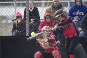 Photo by Keith Stewart Mycaela Miller makes contact during last Friday’s 9-3 win over Decatur LSA. Miller went 3-4 on the day including two doubles, a triple, and three RBIs.