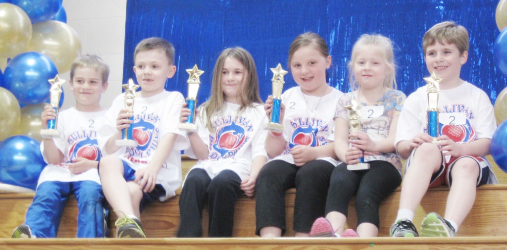 Submitted by Don Rousser Busterball Winners Pictured is the first grade first place trophy winners from the Sullivan Blue Dolphin Busterball Tournament held March 29: Addison Stollard, Mason Booker, Claire Welch, Rhett Lehman, Gareth Coffer, and Elise Fleming. For full tournament results, click here.