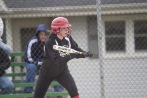 Photo by Keith Stewart Sullivan’s Kailyn Boyer goes to bunt Monday evening against Altamont’s Deidre Ledbetter, who struck out 14 Lady Redskins.