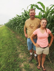 Photo by Keith Stewart The Buxton family rushed a large delivery of corn up to Chicago last fall after receiving a request from the movie set of the latest Transformer’s film. Pictured are father Steve Buxton and daughter Abbey.