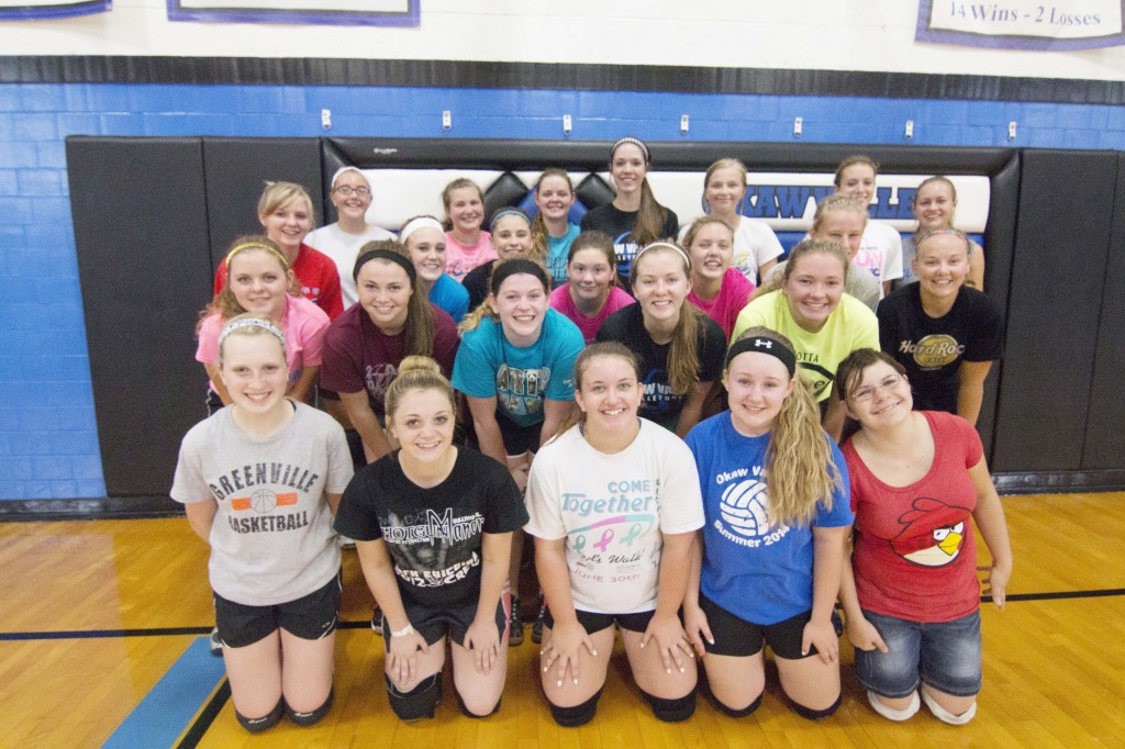 Photo by Keith Stewart Pictured, front row, left to right, are: Brianna Creviston, Moranda Matheson, Jessica Stiner, Kelly McGill, and Kaylee Thomas. Second row: Amy Monroe, Natalie Jeffers, Caity Ohm, Hayley Carlson, and Abby Vander Burgh. Third row: Devan Nave, Jesse Robinson, Hope Ruppert, Nicole Miller, Charli Uhlrich, Savannah Birch, and Amy Orris. Back row: Madison Uhlrich, Brianna Vanderlaan, Blair Monroe, Megan Dash, Kristy Burford, Amanda McClain, and Madison Fox.