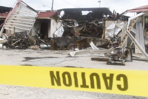 Photo by Keith Stewart The south side of the Red Apple Family Restaurant in Sullivan is seen torn wide open after the state fire marshal conducted an investigation into the cause of the July 29 fire, which was concluded last week as accidental and indicating that grease was in fact a potential cause.