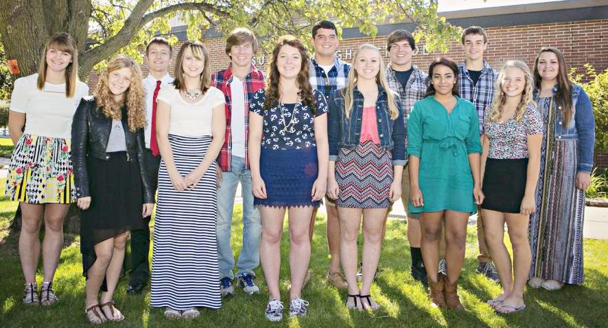 Photo by Kevin Sesko SHS Homecoming Court 2014 Sullivan’s homecoming coronation will take place during half time at Friday night’s football game. The student council hosted dance, themed Neon Lights, will take place from 7-10 p.m. Saturday, Oct. 4. Pictured is this year’s Sullivan High School’s homecoming court. Back row, from left to right, are: senior attendants Emily Neuhauser, Shawn Cody, Nicholas Cravatta, Dakota Clayton, Levi Nadler, and Drew Harris. Front row: Bailey Root (freshman), Hannah Moody (senior), Heather Cody (senior), Heidi Clements (junior), Jadeyn Land (senior), Tori Murphy (senior), and Abby Williams (sophomore).