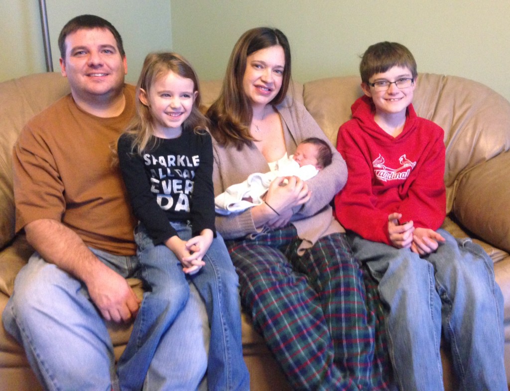 Submitted Pictured is the Daily family with their New Year's newborn Oliver Daily. From left to right, husband Andrew, their daughter Addison, mother Heather with Oliver, and son Colby.