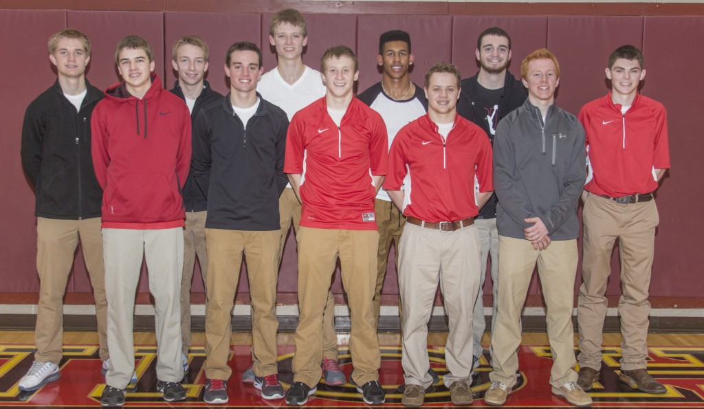 Photo by Keith Stewart Pictured are the Arthur-Lovington/Atwood-Hammond boys’ basketball team seniors who were celebrated Friday night before their game against Arcola. From left to right: Cole Garmon, Chris Davis, Jeremy Plank, Avery Schrock, Tanner Brewer, Tyler Schuring, Kyle Feagin, Ross Ryan, Dylan Black, Hunter Kamm, and Jon Bialeschki.