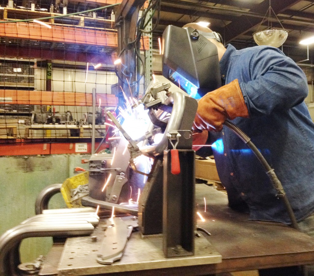 Photo Courtesy of Agri-Fab Okaw Valley student Dalton Bly is seen welding at Agri-Fab as a part of the new Student Learner Program.