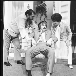 Photo by David Mobley/Courtesy of Booth Library Special Collections, Eastern Illinois University. Pictured is Guy LIttle, Jr. in costume with Gisele MacKenzie (right)during the production of “Here Today” in 1971.