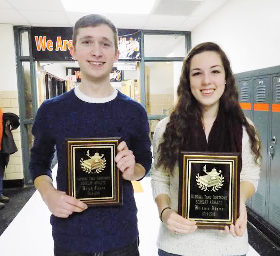 Submitted NTC Scholar Athletes Each year the National Trail Conference gives out a $1000 scholarship to both a male and female scholar athlete. This year Uriah Jones and Melanie Adams were chosen to represent Windsor High School. Jones was awarded the $1000 scholarship. 