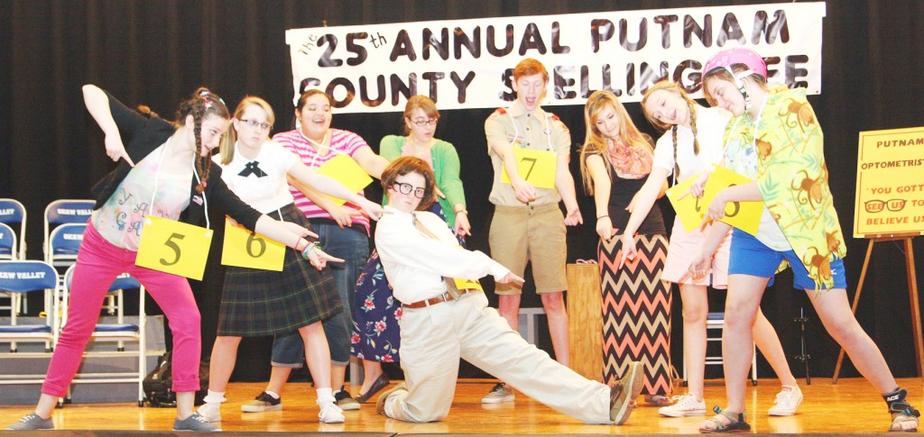 Photo by Jeni Yantis The 25th Annual Putnam County Spelling Bee Okaw Valley High School drama club will present the musical comedy “The 25th Annual Putnam County Spelling Bee” at 7 p.m. April 24 & 25 in the OVHS gym.  The show centers on a fictional spelling bee set in a geographically ambiguous Putnam County. Six young people in the throes of puberty, overseen by grown ups who barely managed to escape childhood themselves, learn that winning isn’t everything and that losing doesn’t necessarily make you a loser. For this quirky group of outsiders, a spelling bee is the one place they can fit in and stand out at the same time. Cast members include seniors Olivia King, Maureen Blakey and Kali Forsyth, juniors Gretchen Macklin, Charli Uhlrich and Nick Tipsword, sophomores Brianna Creviston, Sydney Hagerman and Madison Uhlrich and freshman Hannah Landreth. Tickets may be purchased at the door or by calling Okaw Valley High School at 665-3631.