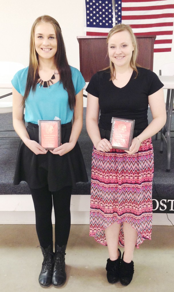 Submitted by Charles Brown SHS Cheerleading Banquet SHS cheerleaders were honored March 18 at their awards banquet. Pictured, left to right: Taylor Johnson, most improved and Jessica Yantis, Lady Redskin.