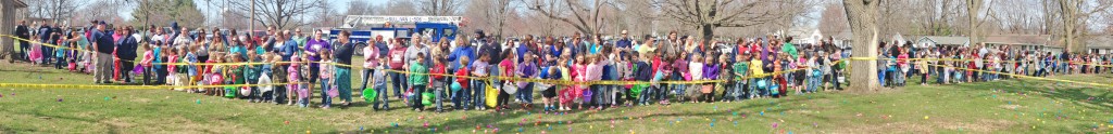 Photo by RR Best The Calm Before the Storm Hundreds of kids and adults stand behind caution tape Sunday afternoon at Wyman Park just moments before being let loose to raid hundreds of Easter eggs of their goodies. The Easter egg hunt was sponsored by the Sullivan Fire District, which also gave the following children baskets after drawing their names: Charlie Conlin, Emma Clevenger, Aidan Coil, Elona Halili, Teagan Born, McKinlee Nunamaker, Lane Nowlin, Josie Herschberger, Trey Grimm, Autumn Shinn, Wyatt Miller, and Maelyn Gaithes. In addition, the following children were drawn to receive a bike: Jesse Russell, Addison Cole, Bryson Beckwith, Sophia Thomas, Nikolas Rubush, Tessla Ashbrooke, Jacob Collins, Kailen Scribner, Rhyland Brady, Kenadi Wyrozumski, Ethan Brinkman, and Kinley Hill.