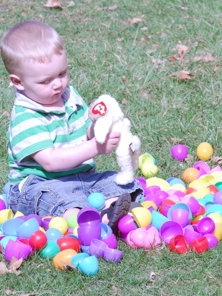 Photo by RR Best Egg Raid Pictured is Jesse Russell along with his Easter Egg bounty Saturday afternoon.