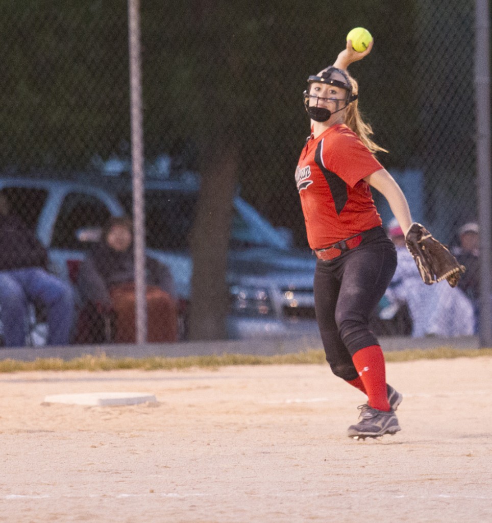 Photo by Keith Stewart Sullivan's Heidi Clements came up big for the Redskins Tuesday, not only with a game-ending double play, but also the tying RBI in the fourth inning.