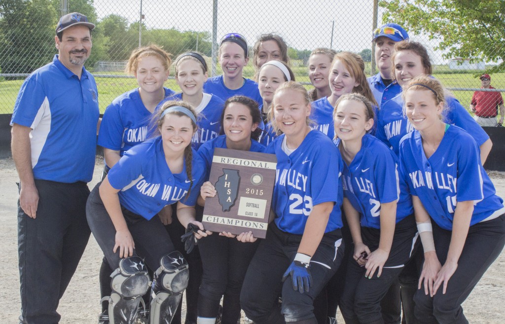 Photo by Keith Stewart Pictured is the Okaw Valley softball team with their regional championship. The Lady Timberwolves defeated Arthur-Lovington/Atwood-Hammond 12-2 Friday in Windsor.