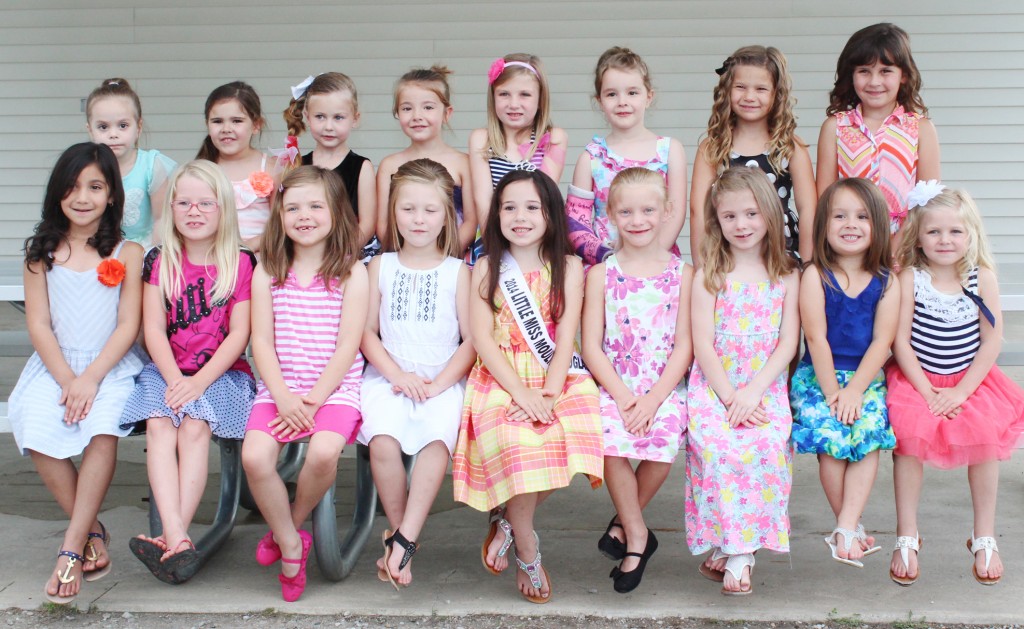 Photo by RR Best Little Miss Moultrie-Douglas Contestants Pictured are the contestants who will compete in the Little Miss Moultrie-Douglas pageant , which will be held Tuesday, July 7 at 7 p.m. in Arthur. Pictured, from left to right, are this year’s contestants: Top Row-Salina Kimberlin, Sullivan; Lilly Evans, Atwood; Chloe Smith, Hammond; Alyssa Adkins, Tuscola; Morgan Casteel, Lovington; Addison Dixon, Atwood; Sawyer Cleland, Tuscola; and Brooklynn Colter, Arthur; Bottom Row-Aymara Leal, Arcola; Gracelyn Johnson, Sullivan; Anna Rawlins, Pierson Station; Paislee Lorenzen, Newman; 2014 Little Miss Moultrie-Douglas Brynlee Moore, Lovington; Alyssa Ryherd, Sullivan; Emeline Greathouse, Arthur; Aaliyah Osborn, Sullivan; and Emmersyn Jainnoni, Sullivan. Not pictured is Kate Foltz, Tuscola.