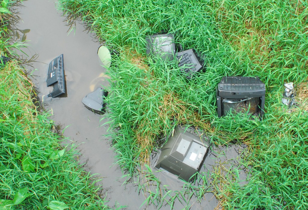 Photo by RR Best Trashy Pictured are several televisions that were dumped in a drainage ditch just north of Wyman Park sometime over the weekend. According to Sullivan road district commissioner Elmo Weaver, the televisions were left in the ditch in what appeared to be a result of complications with the Sullivan citywide electronic recycling event which was held Saturday. According to the city, the recycling company was not equipped to handle the large volume of electronics, which citizens brought to be recycled. “They should have taken them back home instead of dumping it on someone else,’ said Weaver. “It’s not right.” The city does plan to hold another electronics recycling day. Information on that event will be provided in the News•Progress once available.