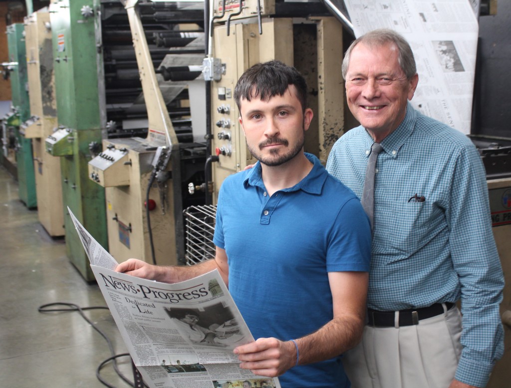 Photo by R.R. Best Pictured are outgoing managing editor Keith Stewart (left) and his replacement Mike Brothers (right), who took over this week.