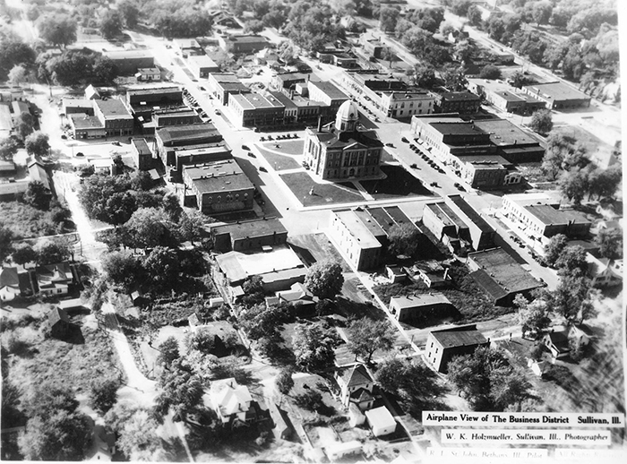 Pictured above is an airplane view of the Sullivan business disctict circa 1940. Please submit photos to the News Progress for future consideration. Originals will be saved for return or forwarded to Moultrie County Historical Society. If you have any other information, please contact the Moultrie County Historical Society at 217-728- 4085.