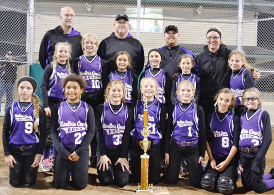 Photo Submitted Front Row L-R: Mackenzie Condill-Arthur, Alaina Moore-Sullivan, Kailee Otto-Arthur, Kaitlyn Drew-Villa Grove, Alisha Frederick-Arthur, Charley Condill-Arthur, Kacie Sisk-Arcola.  Middle Row L-R: Bailey Bennett-Bethany, Kayla Schnippel-Mt. Zion, Ayla Condill-Arthur, Ella Kinkelaar-Mode, Reese Nichols-Findlay, Breanna Gray-Decatur.  Back Row L-R: Coaches Kurt Schnippel, Wes Frederick, Dru Bennett and Ginny Condill. Mo-Co Rush 10U Completes Fall Season with 18-2 Record The Mo-Co Rush 10U completed their fall season Halloween weekend by finishing 6-0 in the Olney Halloween Extreme Tournament.   The Rush won three pool play games on Saturday and followed that up with three more victories in bracket play Sunday.   On Sunday three different Rush pitchers tossed shutouts as the Rush won 12-0, 6-0 and 4-0 to take the title.  The Rush finished with an 18-2 record this fall; finishing second twice, and first twice in four tournaments.   They averaged 11 runs per game while allowing only 3.5 runs per game.  The 10U season continues in January with an indoor tournament in Indianapolis followed by a busy spring and summer that could see them enter tournaments in Pekin, Evansville, Terre Haute, Springfield, Mattoon, Charleston, Effingham, St. Louis, Kankakee and elsewhere.   For more information on all of the Rush teams go to www.mocorush.com.