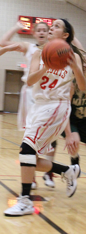 Photo Submitted Hannah Wallen led the Lady Knights with 17 points over Shelbyville in Knights Classic Tournament play.