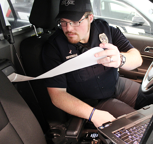 Tickets printed in the patrol cars around Moultrie County make for easier reading and required some extra training. Sullivan officer Joshua Qualls is responsible for the smooth operaton of the eCitation system within the city.