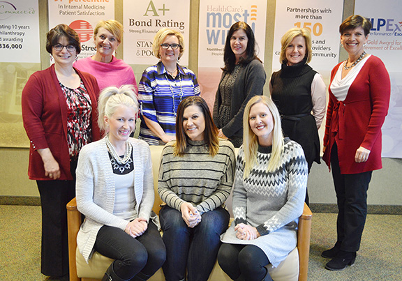 Photo Submitted Members of the 2016 La Grande Soirée committee are: (front row, left to right) Amanda Yost, Jerri Pine and Tricia Dye; (back row, left to right) Beth Preston, Lissa Skocy, Karen Littleford, 2016 Committee Chair; Debra Sandercock, Kim Lockart, special event coordinator, and Colleen Stoner, volunteer coordinator. Committee members not present are Beth Catt, Eva Higgins, Jodi Hildebrandt and Cathy Ols.