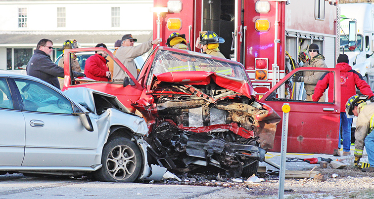 Photo by RR Best Head On Crash Near Arthur Kevin A. Smith, 23, of Lovington was seriously injured in a head on crash Thursday, January 14 on Route 133 west of Arthur. An Illinois State Police District 10 trooper was called to the scene of the collision at 7:52 a.m. January 14 near the County Road 1600 intersection with Route 133. According to Trooper Tracy Lillard’s report, Smith was traveling east on Route 133 in his 1986 GMC pickup when he lost control on the frost covered roadway. Smith’s pickup crossed the center line during a 282 feet slide, into the path of a westbound 2002 Alero driven by Dustin M. Stutzman of Arthur. Smith was transported by AirLife helicopter from the crash scene to an area hospital for treatment of injuries sustained in the traffic crash. Stutzman refused medical treatment. Smith was issued a citation for failure to reduce speed to avoid an accident.