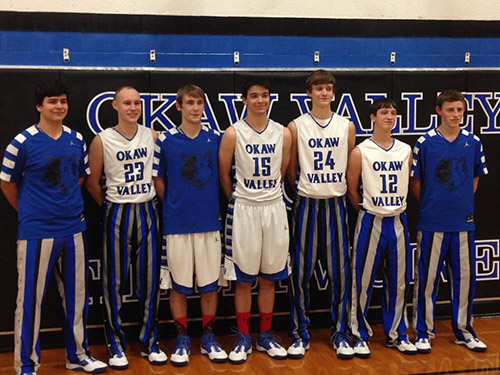 Photo furnished Okaw Valley Timberwolves seniors- L to R Ian Tiarks, Alex Martin, Justin Johnson, Drew Fruchtl, Dylan Park, Wes Bone, Brandon Poper.