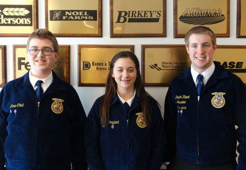 Photo Furnished Pictured are ALAH FFA Members who competed in Section 17 Proficiency Awards held at Parkland College February 20. (L to R) Zane Crist, Janette Comstock and Josiah Kinert 