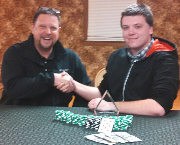 Photo furnished Bethany Tournament Winners “Iron” Mike Bryant and Josh “The Hitman” O’Brien were co-winners of the American Legion Post 507 Poker Tournament held Feb 20.  Bryant and O’Brien bested a field of 58 players to bring home the victory!