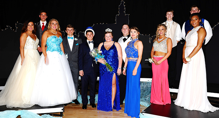 Photo courtesy Wurtsbaugh Photography Sullivan High School Prom Court From left front:  Whitney Elder, Lily Bales, King Ross Metzger, Queen Kelsey Clark, Alyssa Marshall, Jocelyn Nashland and Charlie Emel. From left back:  Andrew Frost, Alec Ballinger, Josh Davis, Kaleb Shumard and Kyler Houser. Prom was held Saturday,  April 23 with coronation ceremony at 9:00 p.m.