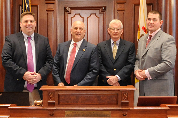 Photo furnished Coroner Visits Statehouse State Sen. Chapin Rose (R-Mahomet) met with several coroners from across the state at the Statehouse in Springfield recently. That included Moultrie County Coroner Lynn Reed. From left to right: Sen. Chapin Rose, Richard Jorgensen (DuPage County Coroner), Lynn Reed (Moultrie County Coroner), Eric Jameson (McDonough County Coroner).