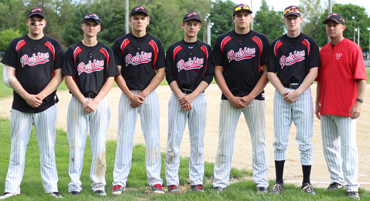 Photo By Darian Hays Redskin Baseball Seniors Senior day was observed in Sullivan last week. Seniors from left: Dylan Liddiard, Adam White, Alec Ballinger, Austin Minnigerode, Zach Hrvol, Blake Stewart and coach Troy Rogers