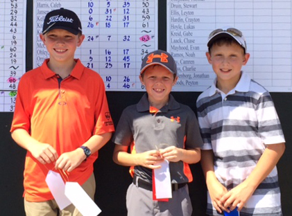 Photo furnished National Drive Chip and Putt Competitors (left to right) Jordan Bardfield of Mt. Zion, Lane Ludwig of Effingham and Brett Bushue of Sullivan.