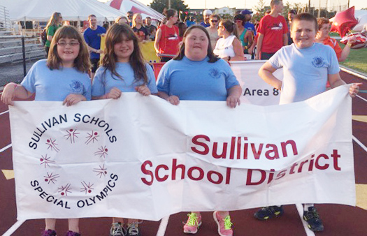 Photo furnished Medals for Sullivan Special Olympic Athletes  Sullivan School District had four athletes compete at the state level in Special Olympics this weekend at ISU in Normal. The Sullivan athletes who competed were Jon Kipp, Madison Moll, Amanda Willis and Diannah Booker. They each won a gold medal in at least one event. It was a fun-filled, two day event of going to a waterpark, attending opening ceremonies and competing in their individual events. 