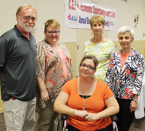 Photo by Dave Bowers Pictured left to right are News Progress publisher Robert R. Best, Tracy Siegman, Sonya Best (seated), Arlene Aschermann and Vickie Bowers. The News Progress was one of the businesses recognized for its community service.